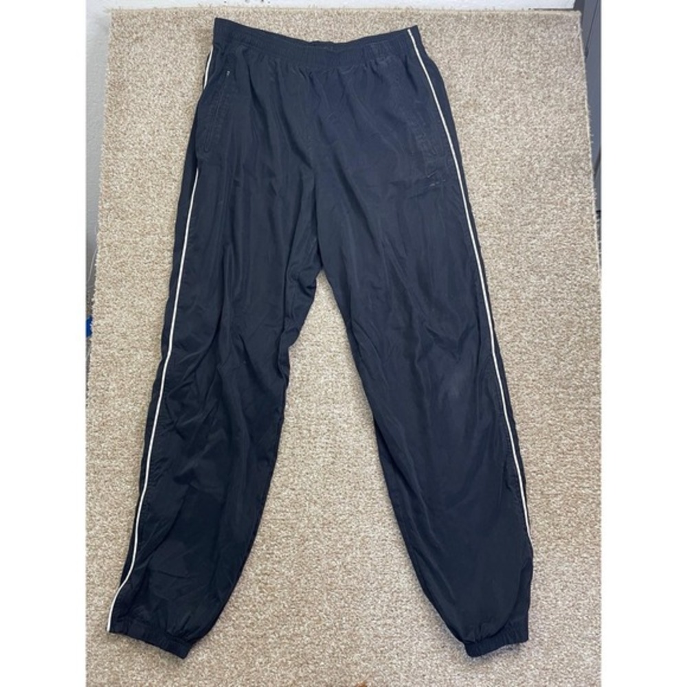 Y2K Nike Mens Black With Black Stripe Size Large Track Pants‎